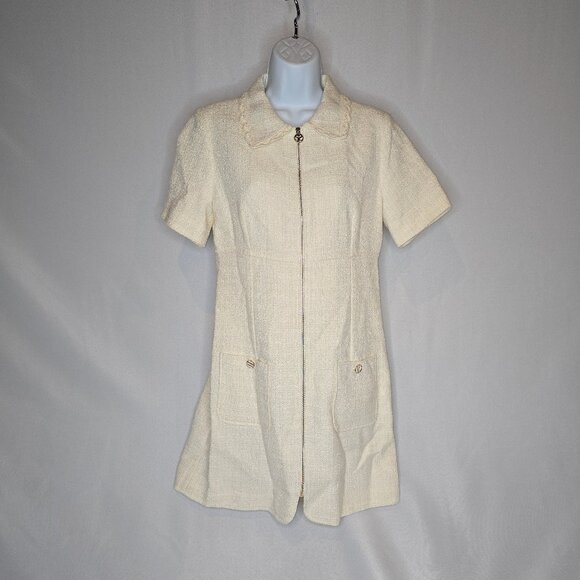 Sandro Gregoria Tweed Zip Mini Dress, Size 38, NWT - Picture 1 of 6